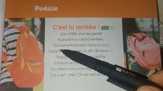 Apprendre la poésie quotcest la rentréequot CE2 Nénuphar avec profrajaa1 [upl. by Arrais]