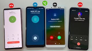 Incoming Call amp Outgoing Call on XIAOMI Mi5 Vs ZTE Blade A51Lite amp Sony Xperia 5 Vs Google Pixel 4XL [upl. by Heshum731]