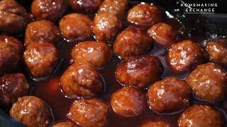 BBQ Grape Jelly Meatballs  Crockpot Grape Jelly Meatballs [upl. by Tillio]