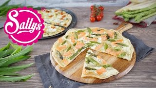 Grüner amp weißer Spargel Flammkuchen  schnell einfach lecker  Sallys Welt [upl. by Tiffanle]