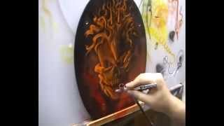 Atelier Meijer  The Flaming Skull Toiletseat airbrush [upl. by Alul]