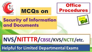 CSMOP MCQ Security of Information and Documents NITTTR syllabus ASO SSA Section Officer exams [upl. by Auqinehs400]