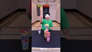 Drinking Milk Tea Challenge No Skills All LuckFunnyfamily Partygames Funny Shorts [upl. by Nylessoj]