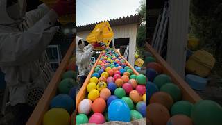 Marble Run☆Handmade wooden rain gutter combined slope amp colorful wooden balls asmr [upl. by Gee]