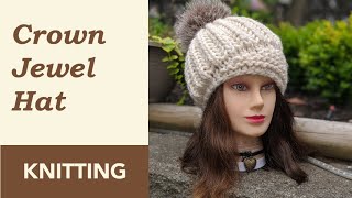 Ribbed Knit Hat on Circular or DP Needles  English Rib Knitting  Crown Jewel Knit Hat [upl. by Llemar]