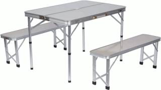 Trademark Innovations Portable Aluminum Folding Picnic Table with 2 Bench S [upl. by Eidod]