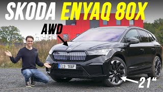 Skoda Enyaq SportLine 80x AWD driving REVIEW EV SUV [upl. by Yoshiko]