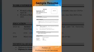 sample resume  resume kaise banaye  how to write resume sampleresume [upl. by Nedyarb578]