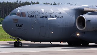 Boeing C17 departure from Minsk National Airport [upl. by Ynafets]