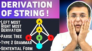 Derivation of String  LeftRightmost Type 2 Grammar Parse Tree  CFG  Compiler Design [upl. by Mariandi]