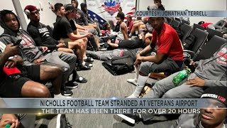 Nicholls football team stranded at Veterans Airport [upl. by Abraham]