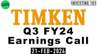 Timken India Q3 FY24 Earnings Call  Timken India Limited FY24 Q3 Concall [upl. by Winnie548]