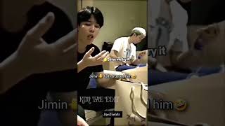 the biggest lie💯 taehyung🐻 told to jiminshi🐥 🤣🔥bts taehyung shorts [upl. by Onimixam]