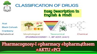 U1L4BP405TClassificationofDrugs Pharmacognosy morphology chemicalpharmacologicalTaxonomy [upl. by Sass]