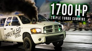 Triple Turbo Cummins Dually vs 2020 Mustang GT500 Drag Race 4k [upl. by Sackey25]