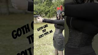 Goth Girl Shoots Colt 1911 45 ACP shorts foryou neko gun asmr hunting waifu gaming ww2 [upl. by Siver]