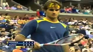 Roger Federer Moments  Backwards and Away DTL Forehand [upl. by Ynwat821]