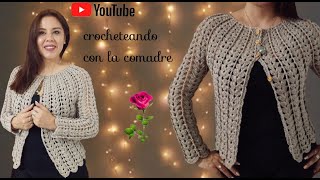 TUTORIAL COMO HACER SACO A CROCHET PARTE 1 CROCHETEANDO CON LA COMADRE TODAS LAS TALLAS [upl. by Narret]