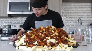 GIANT Poutine Challenge Saltiest challenge ever [upl. by Ordnasela351]