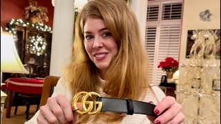 Unboxing New GUCCI GG Marmont Leather Belt with Shiny Buckle with monogram [upl. by Llacam840]