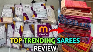 Huge meesho saree haul  Top trending sarees collection from meesho  Wedding amp festival saree hual [upl. by Aliekat]