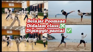 Learning Poomsae 1 8 and koryo poomsae  At the beach Hongkong [upl. by Eibocaj]