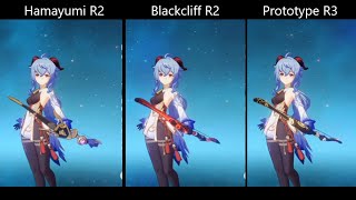 Hamayumi R2 vs Blackcliff R2 vs Prototype R3 battle 4 bow for ganyu DPSGenshin impact [upl. by Yraht]