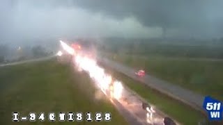 FULL VIDEO Wisconsin EF0 Tornado Crosses I94 In Wilson WI [upl. by Amsaj]