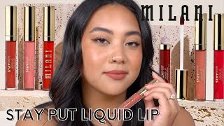 MILANI STAY PUT LIQUID LIP SWATCHES  REVIEW [upl. by Cointon511]