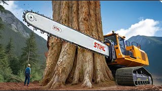 Extreme Dangerous Monster Stump Removal Excavator  Fastest Stump Grinding Machine Wood Working [upl. by Leugimesoj968]