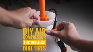 DIY AIR COMPRESSOR FOR TUBELESS BIKE TIRES [upl. by Cooperman129]