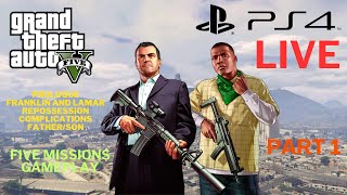 GTA 5 PS4 Pt 1  Prologue Franklin amp Lamar Repossession Complications amp FatherSon  MISSION LIVE [upl. by Llerdna227]