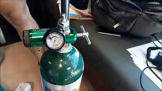 How to Use Oxygen Cylinder Tank at Home Lower Raise Liter Flow Regulator Rate Turn Off On Set Up [upl. by Loseff100]