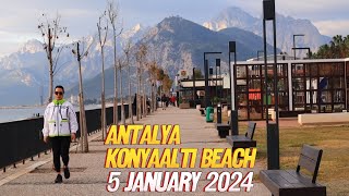 ANTALYA KONYAALTI BEACH 5 JANUARY 2024 antalya türkiye streettour beach konyaaltı winter sea [upl. by Ydniw]