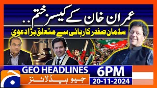 Imran Khan Released Latest Updates  Geo News 6 PM Headlines 20 Nov 24 [upl. by Morentz]