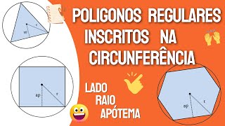 Aula 13  Polígonos regulares inscritos na Circunferência relações entre lado raio e apótema [upl. by Issy]