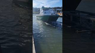 Driving the Catamaran Fishing Machine onto the Trailer fishing boat [upl. by Glynias]