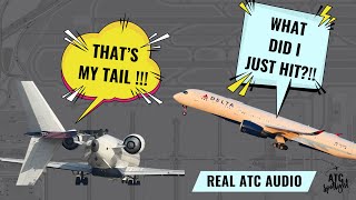 The Whole Tail is Off ATC Audio Captures 2 Delta Planes Collision on Atlanta Airport Taxiway [upl. by Ayerdna839]