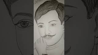 Chandra shekhar azad pencil drawing drawing youtubeshorts youtube [upl. by Possing436]