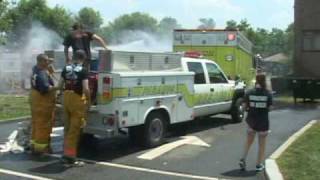 Little Ferrynj Fire Department Tower Ladder 307 Wetdown part 1 [upl. by Khorma]