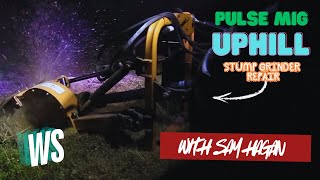 Stump Grinder Repair  Pulse MIG Uphill and 7018 [upl. by Naasar]