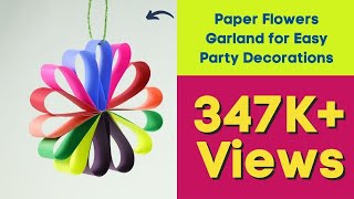 DIY Hanging Paper Flowers Garland For Easy Party Decorations on Budget [upl. by Tarah]