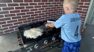 Shrimp Fried Rice On the Blackstone Grill [upl. by Revorg]