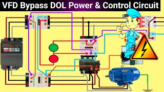 DOL Starter and VFD Inverter Connection with 3 Phase Motor  VFD with DOL Bypass Connection [upl. by Arlo]