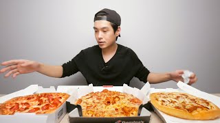 Pizza Hut Papa Johns and Dominos Pizza Mukbang [upl. by Akcimehs]