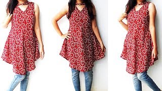 DIY Designer Stylish Tunic Top Cutting And Stitching Tutorial [upl. by Ahtinak469]