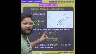 RANGE OF PROJECTILE ON INCLINED PLANE 🔥 PROJECTILE ON INCLINED PLANE projectilemotion [upl. by Nabal]