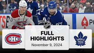 NHL Highlights  Canadiens vs Maple Leafs  November 09 2024 [upl. by Annavahs]