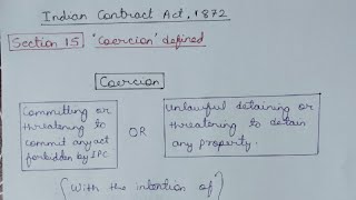 SECTION 15 OF INDIAN CONTRACT ACT 1872  COERCION DEFINED  LAW EXPLORER [upl. by Barbee]