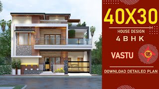 30X40 Feet 1200 sqft Luxurious Triplex House Design  9X12 Meter Villa  130 Gaj Plan  ID136 [upl. by Gnehs]